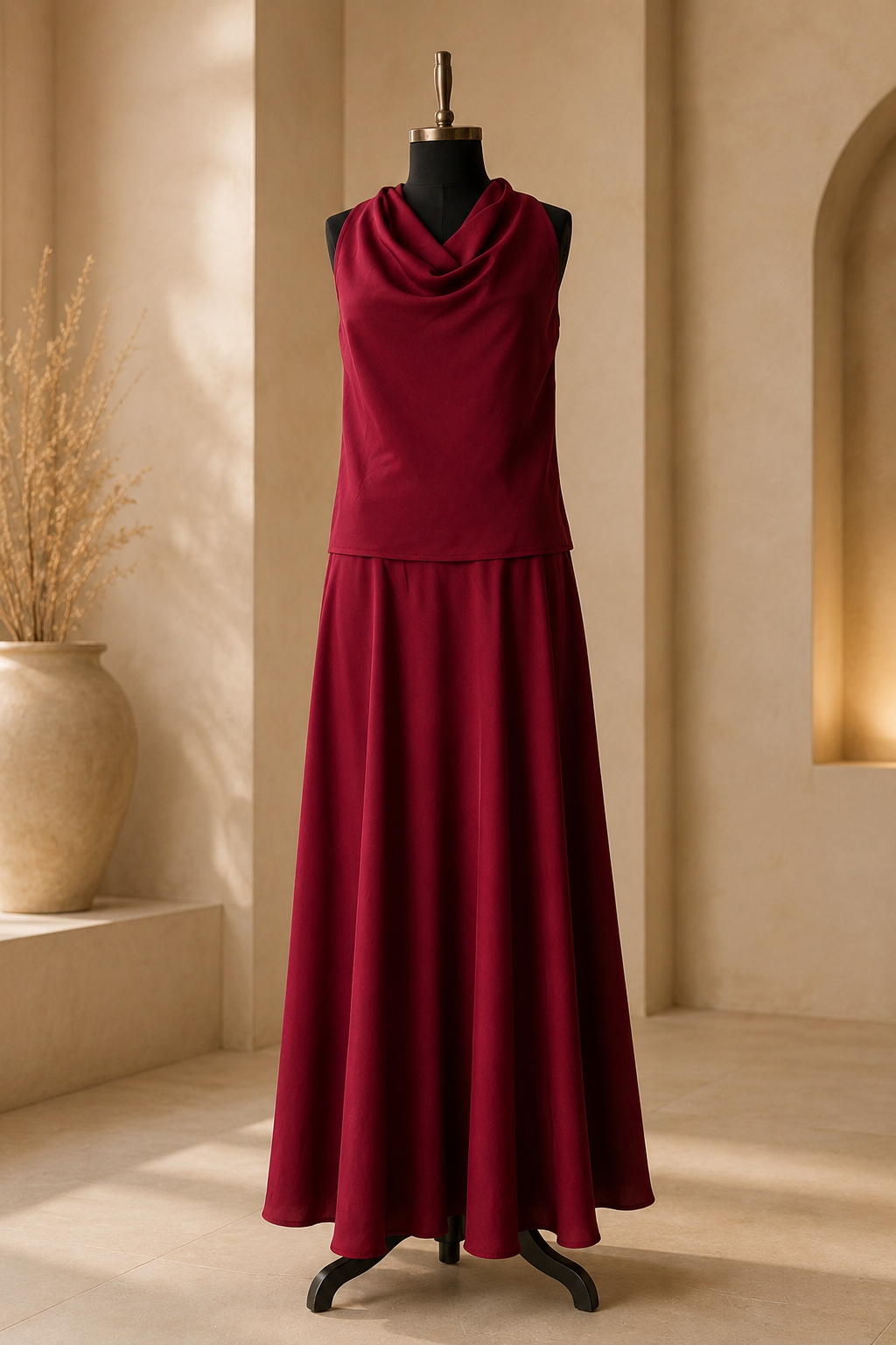 Crimson cowl set