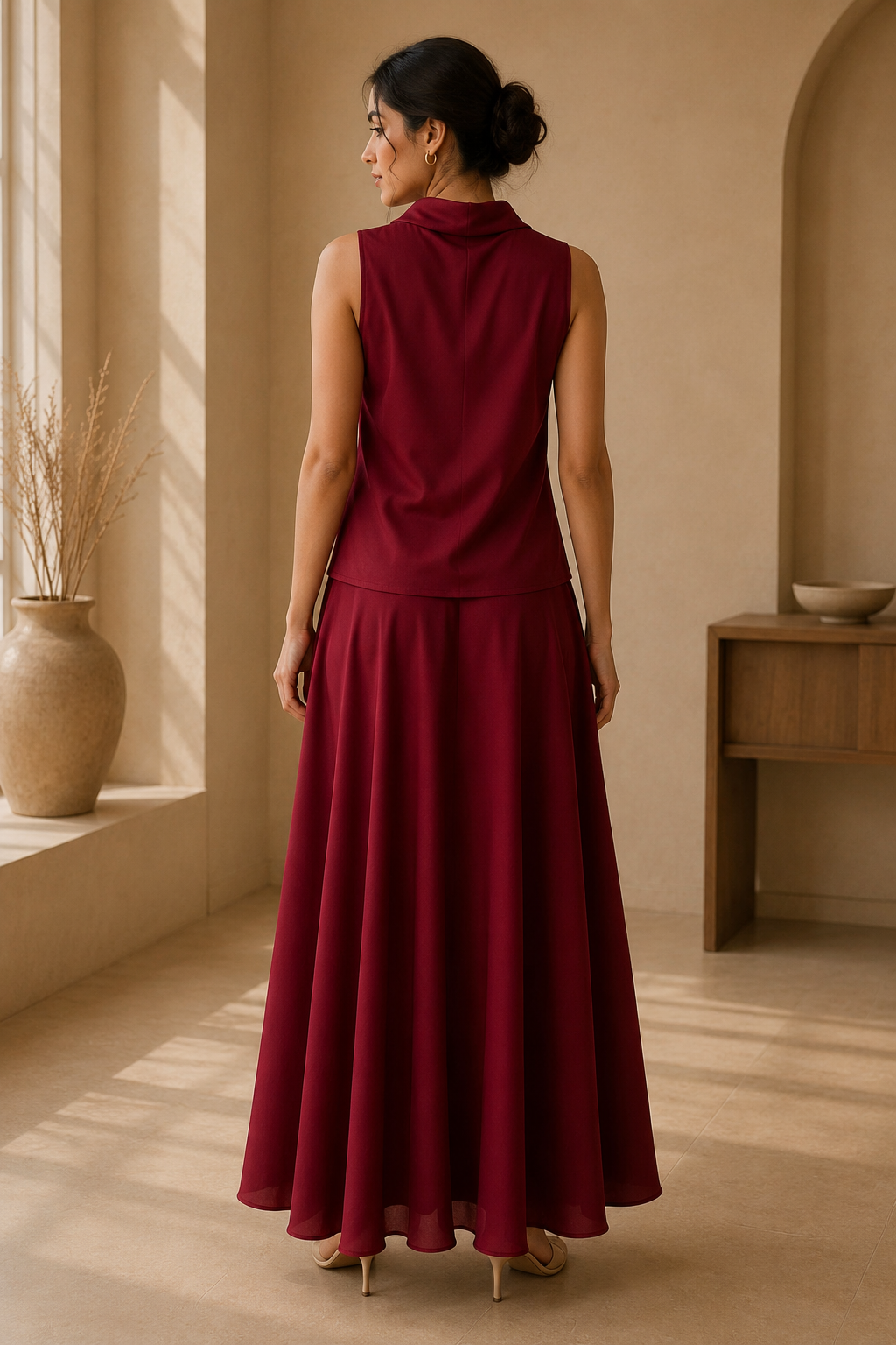 Crimson cowl set