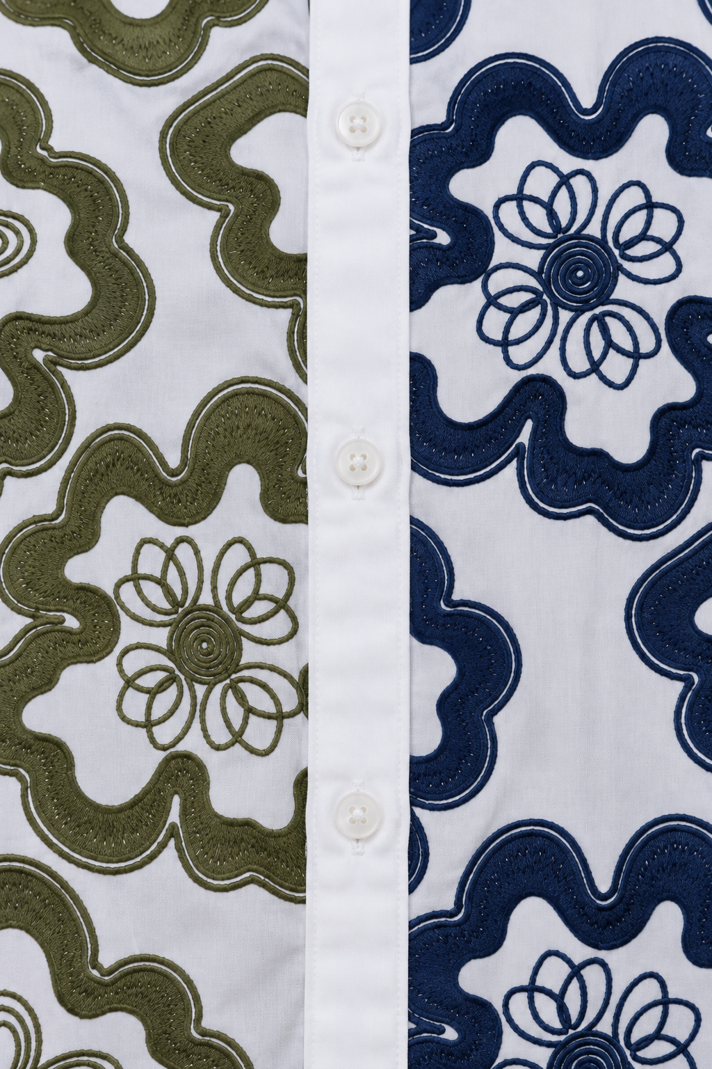 Split Floral Embroidery Shirt
