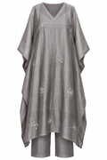 Silvery Gray Embellished Kaftan Set