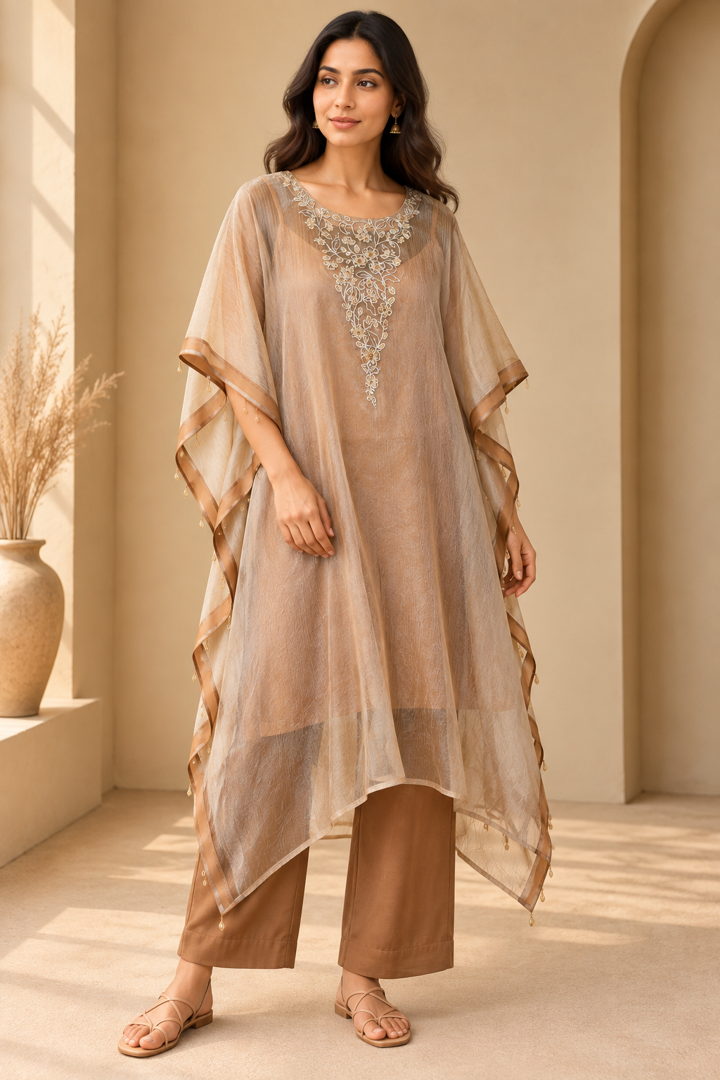 Golden Elegant Silk Kaftan