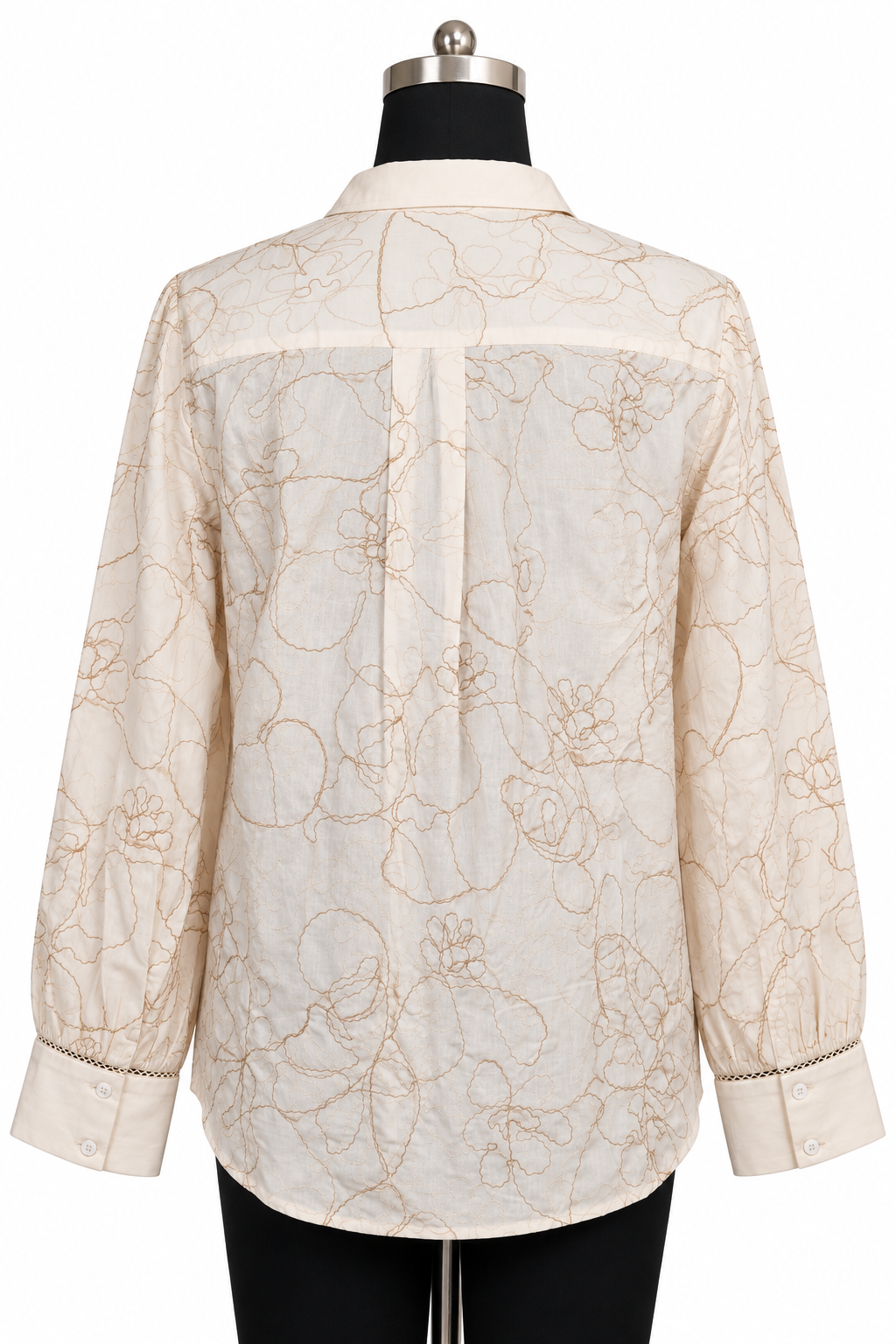 Ivory Embroidered Lace-Detail Shirt