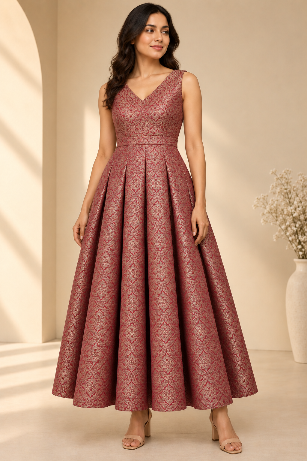 Scarlet Brocade Dress