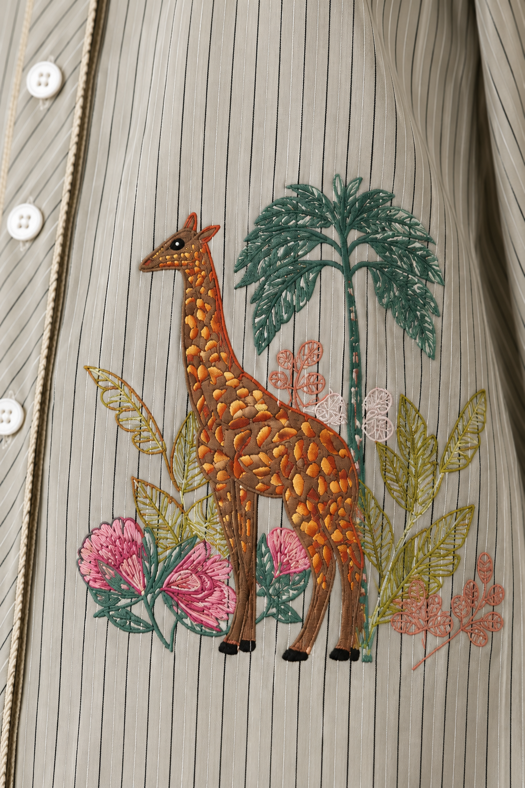 Giraffe Embroidered Stripe Shirt
