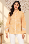 Gingham Lace Trim Shirt