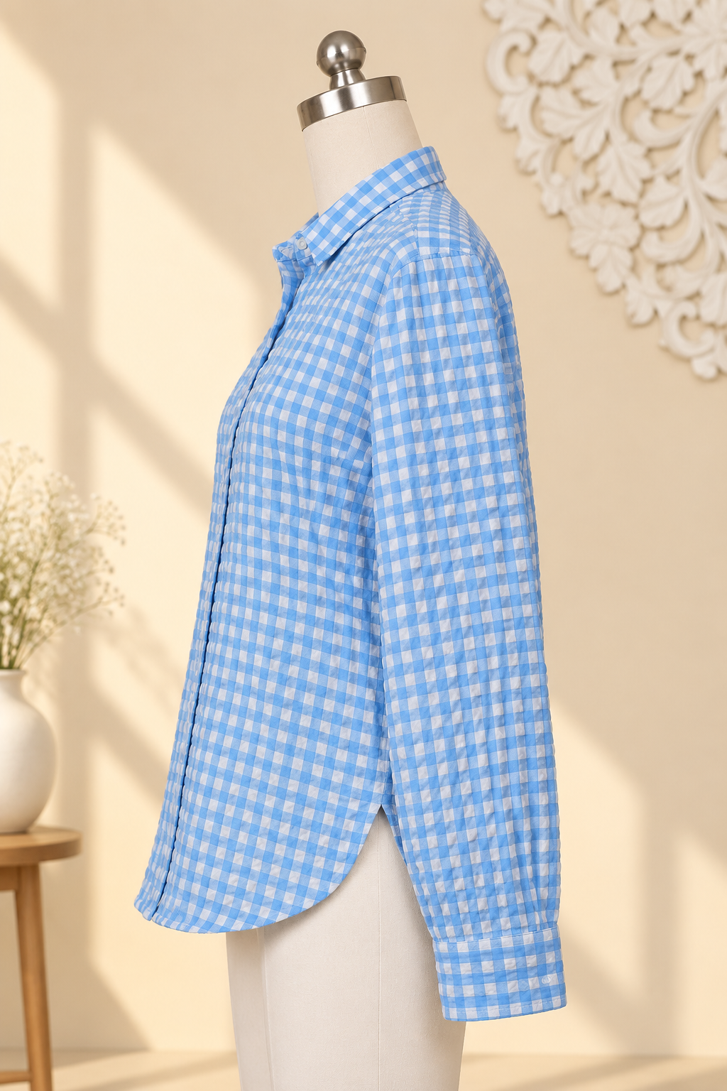 Blue Gingham Check Shirt