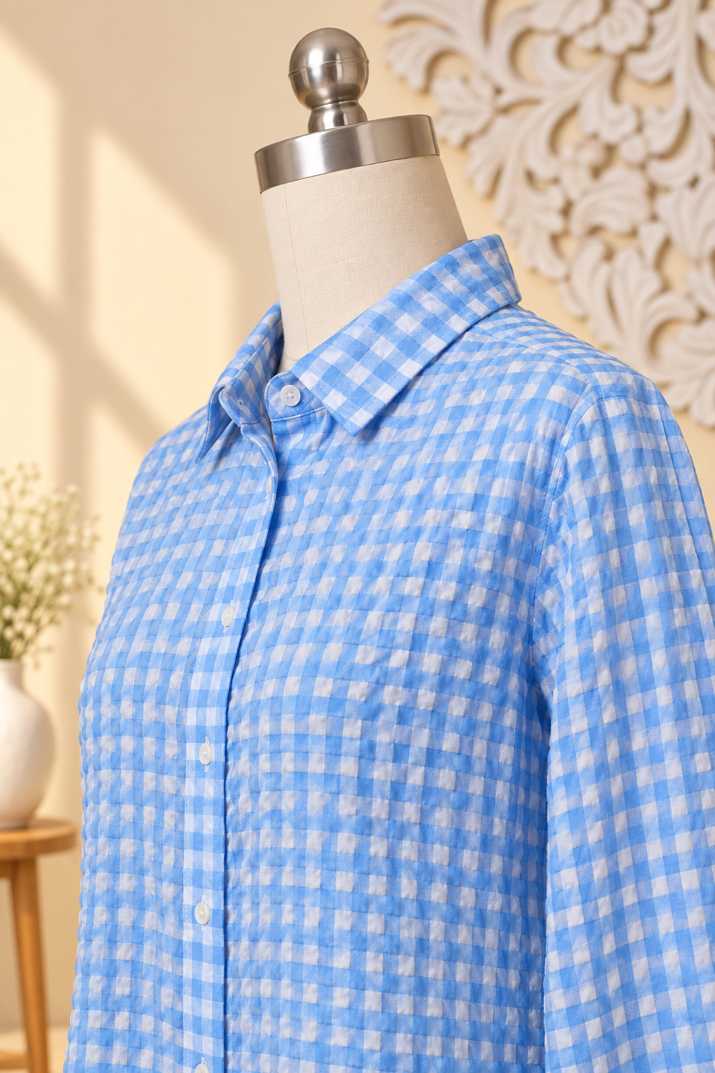Blue Gingham Check Shirt