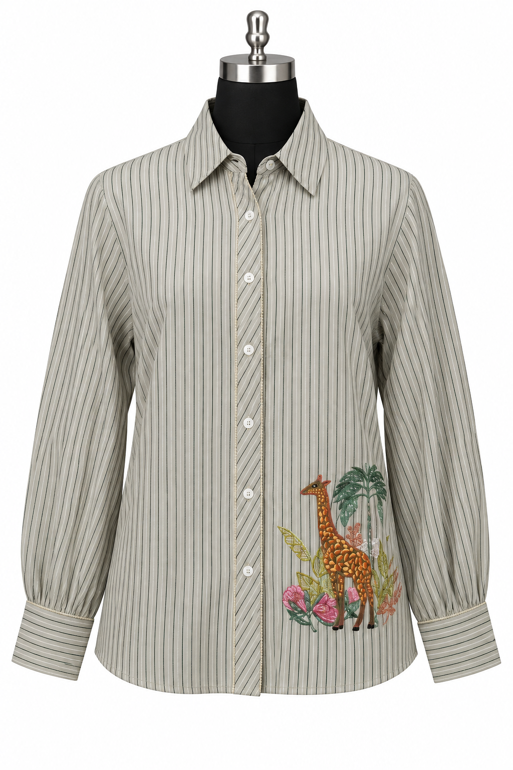 Giraffe Embroidered Stripe Shirt