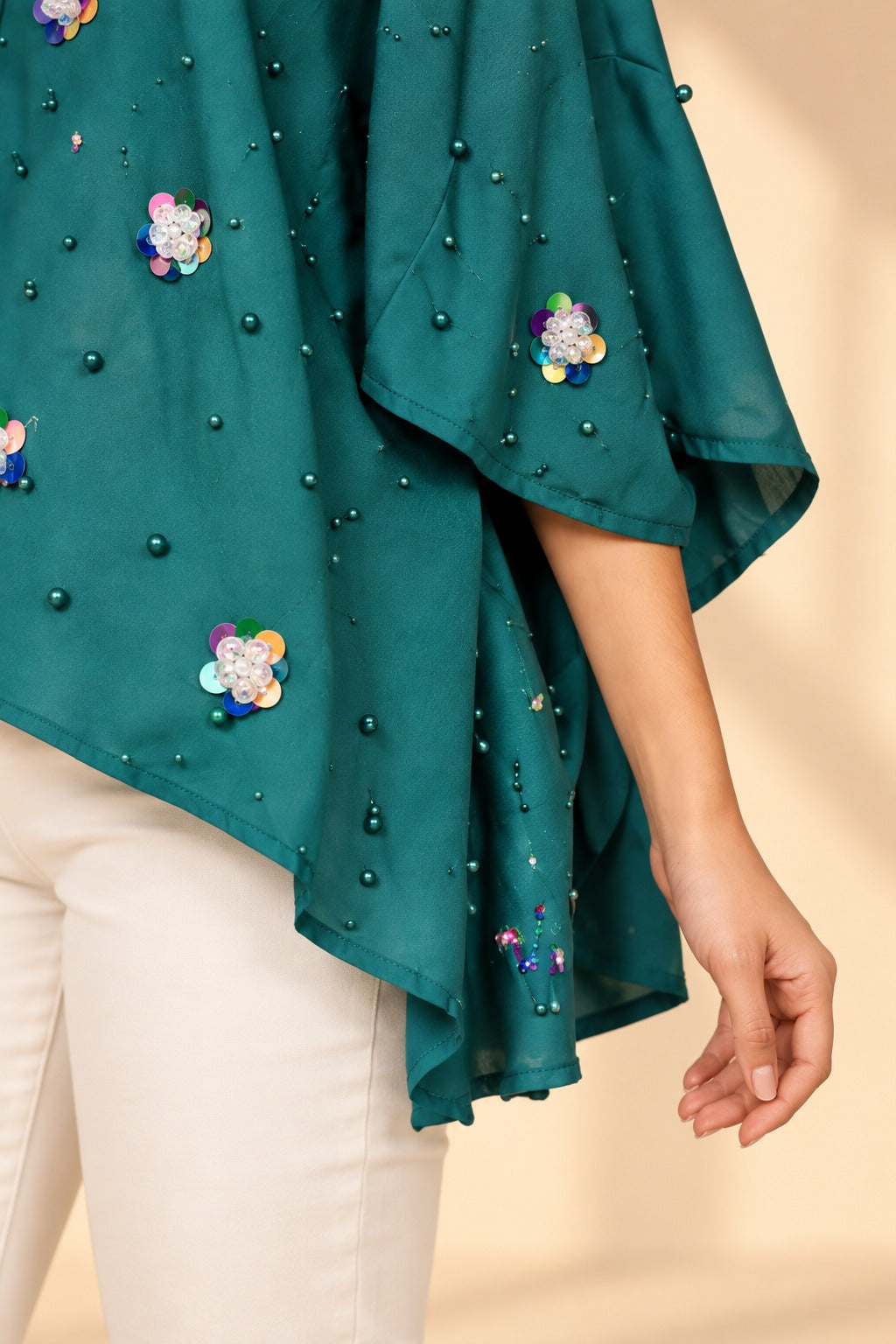 Embellished Teal Blouse