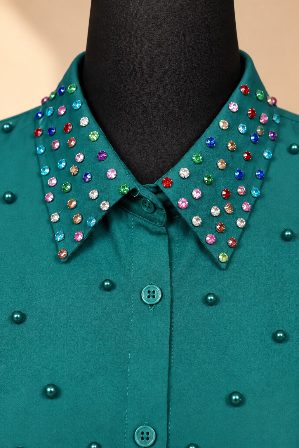 Embellished Teal Blouse
