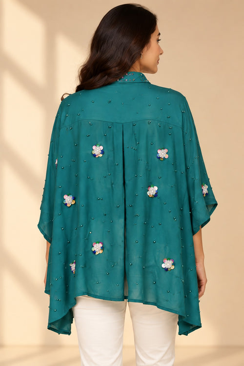 Embellished Teal Blouse