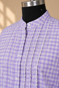 Lavender Gingham Embroidered Blouse