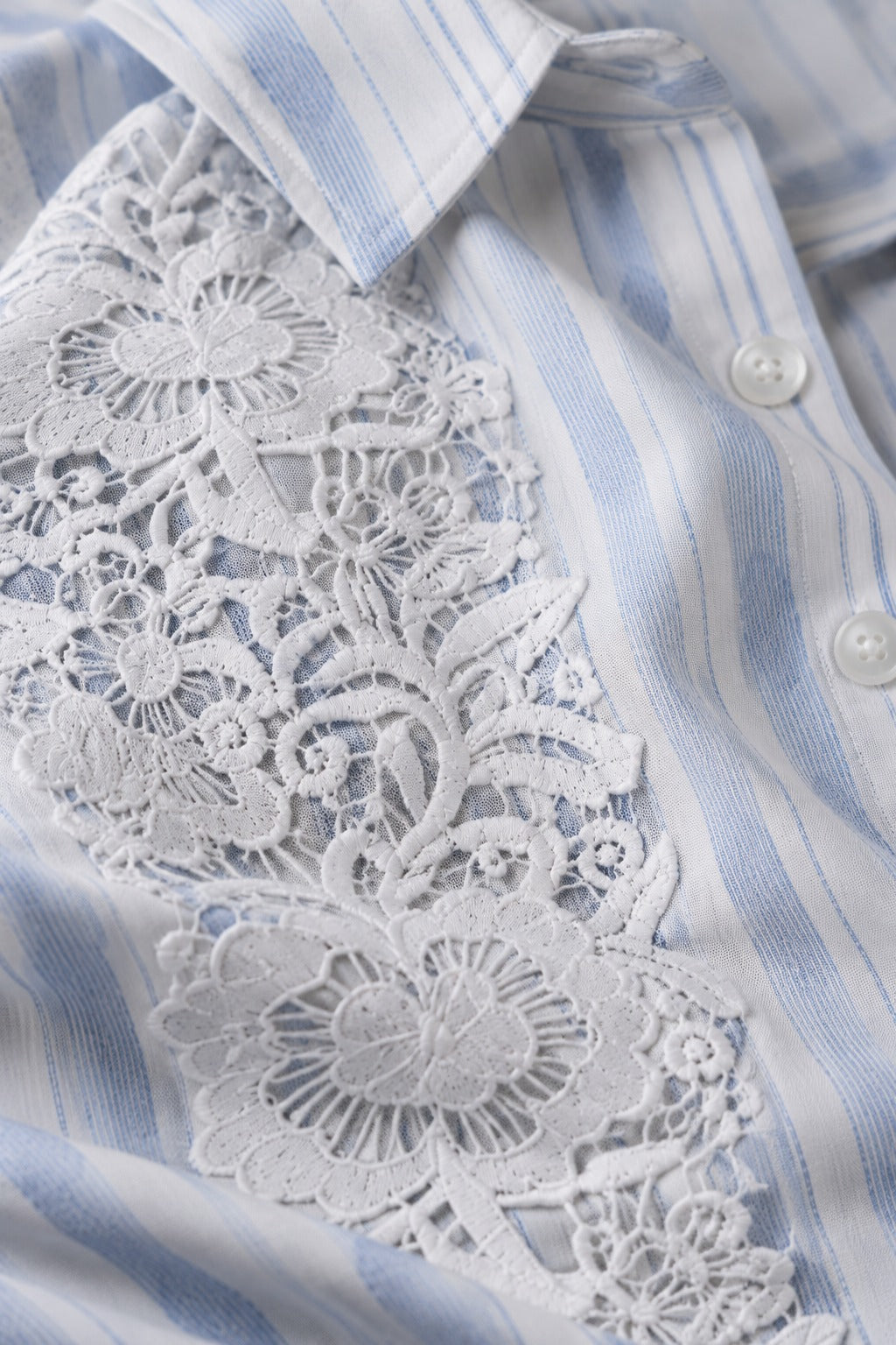 Pale Blue Striped Lace-Panel