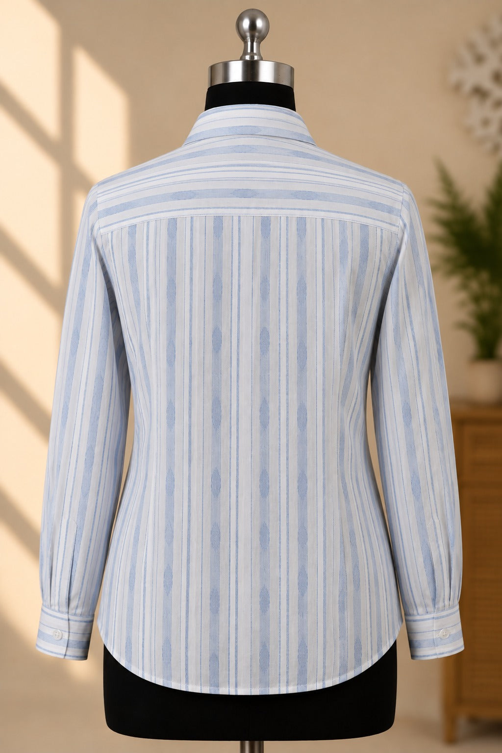 Pale Blue Striped Lace-Panel
