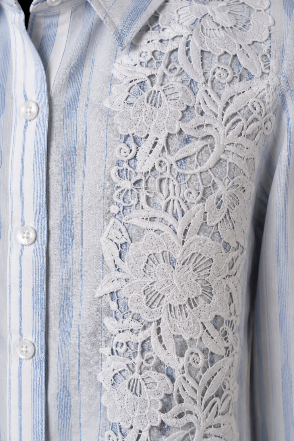 Pale Blue Striped Lace-Panel