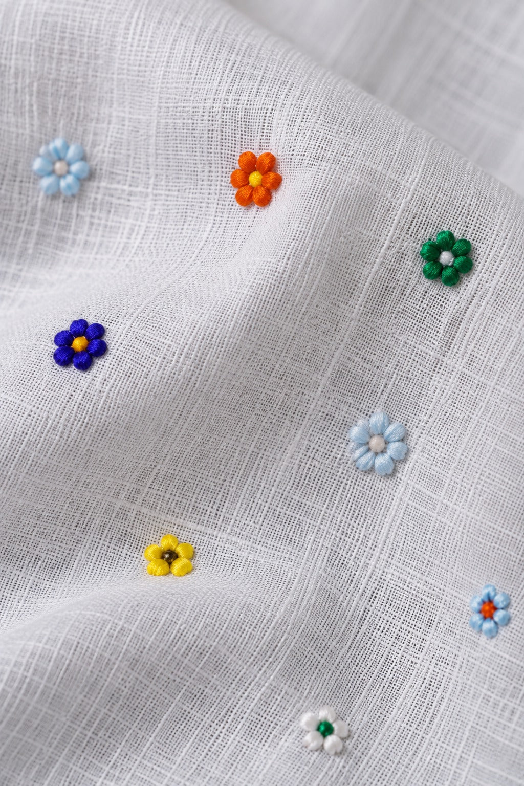 Colorful Embroidered Linen White shirt