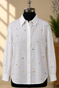 Colorful Embroidered Linen White shirt