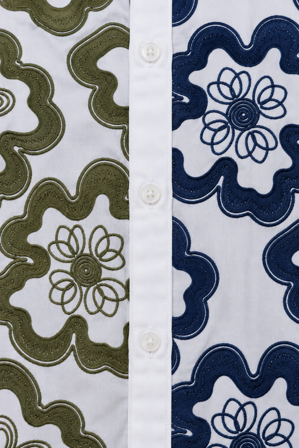 Split Floral Embroidery Shirt