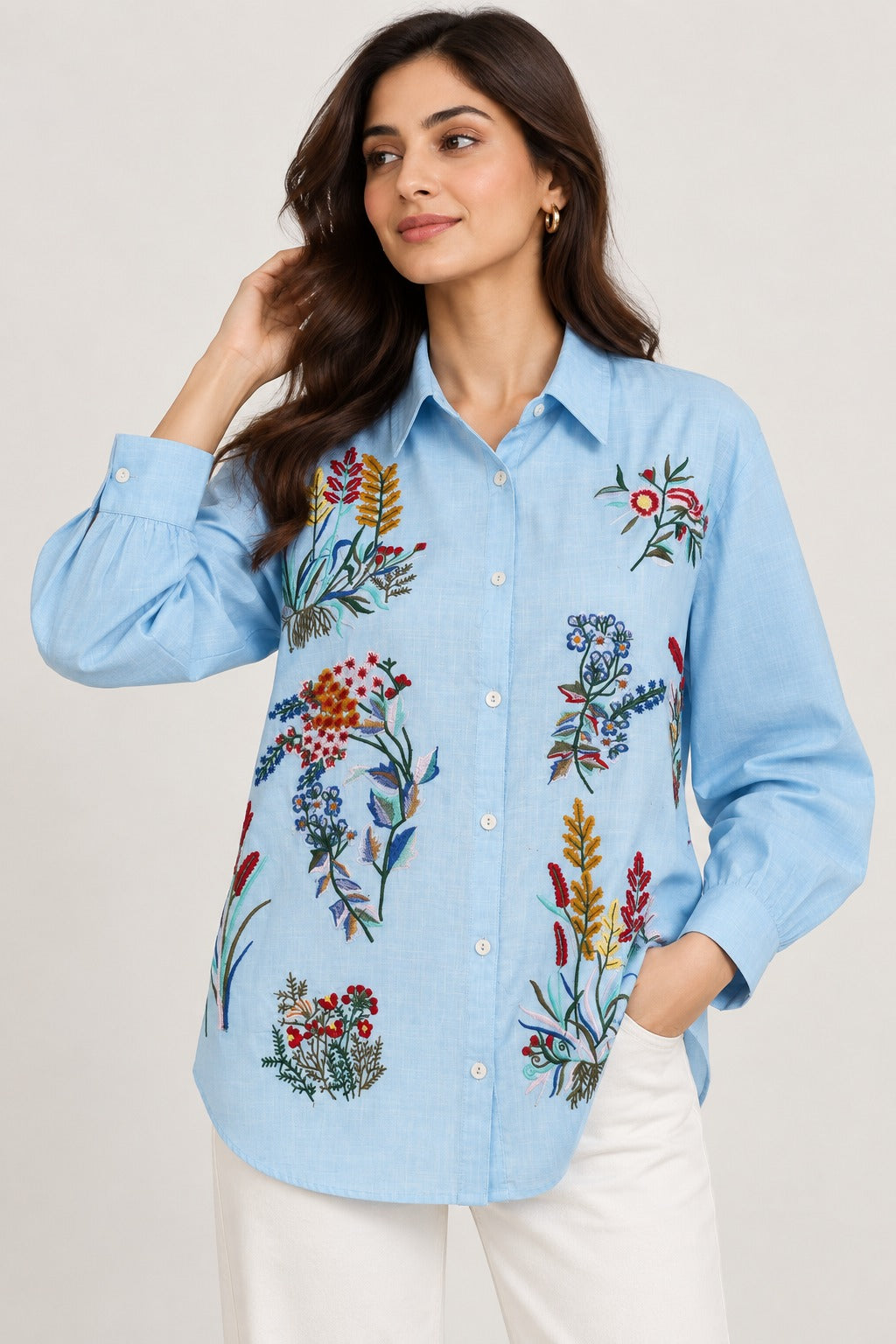 Floral Embroidery Shirt