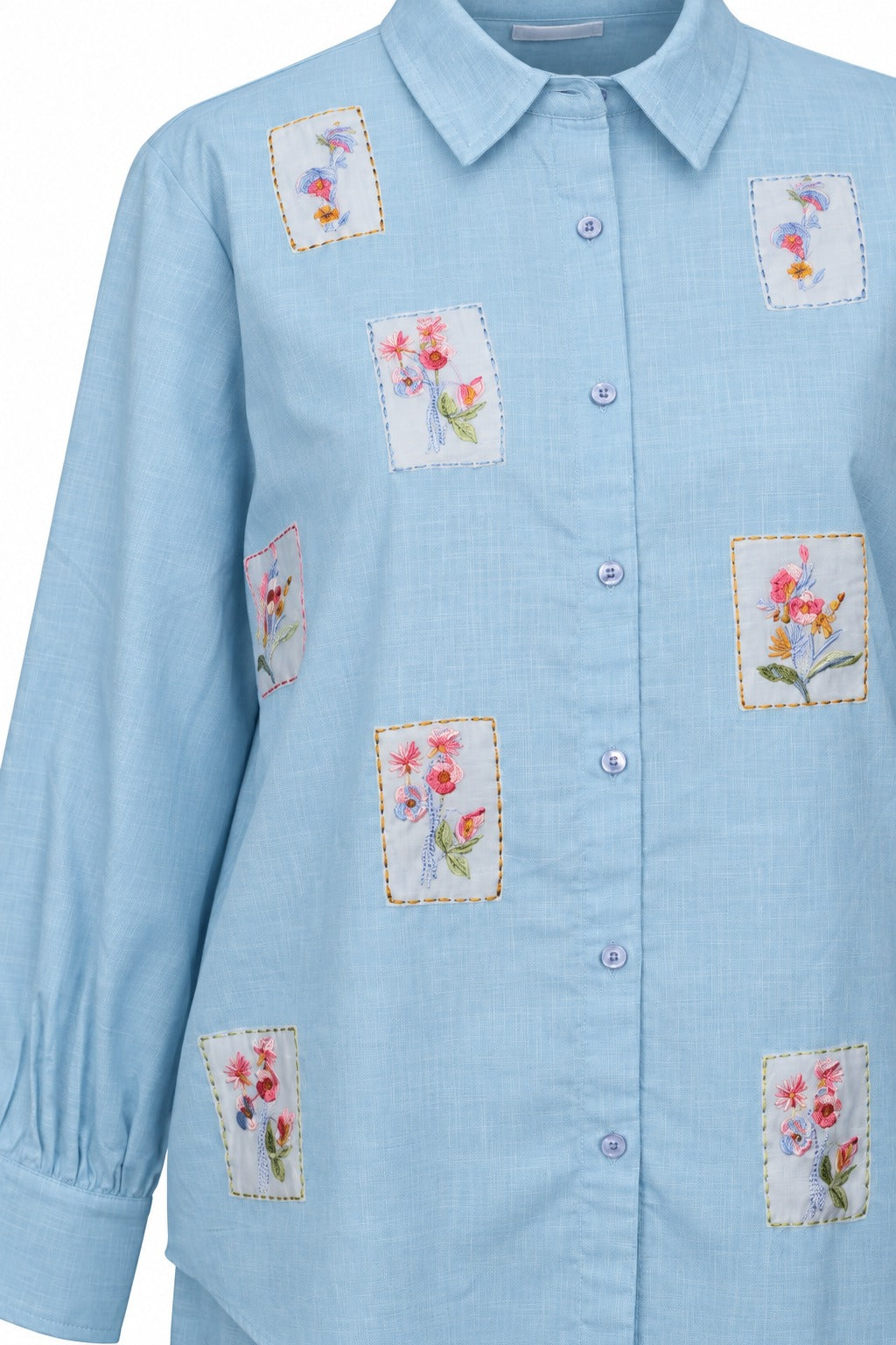 Pastel Blue Embroidered cord set