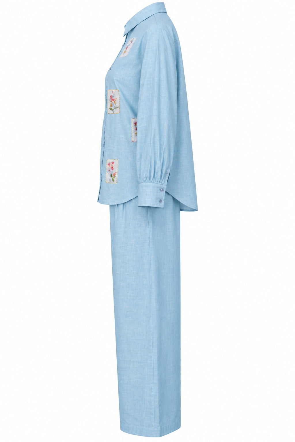 Pastel Blue Embroidered cord set